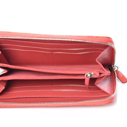 Chanel Patent Calfskin Quilted Large Gusset Zip Around Wallet Coral 5 of 7