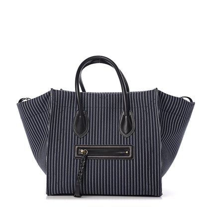 Celine Cotton Canvas Striped Medium Phantom Luggage Navy White 1 of 8