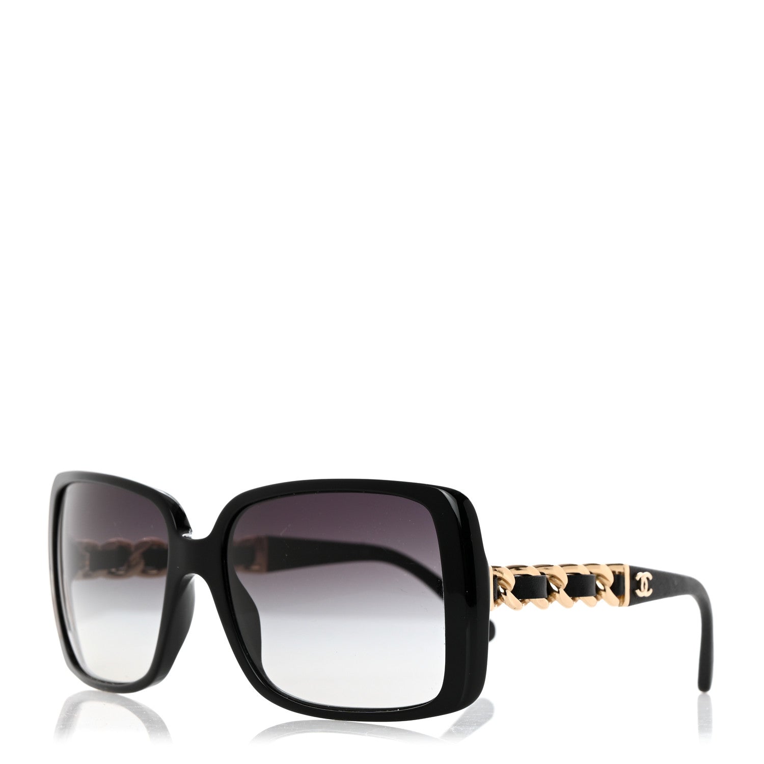 Chanel Acetate Metal Polarized Chain Square Sunglasses 5305 Black 1 of 8
