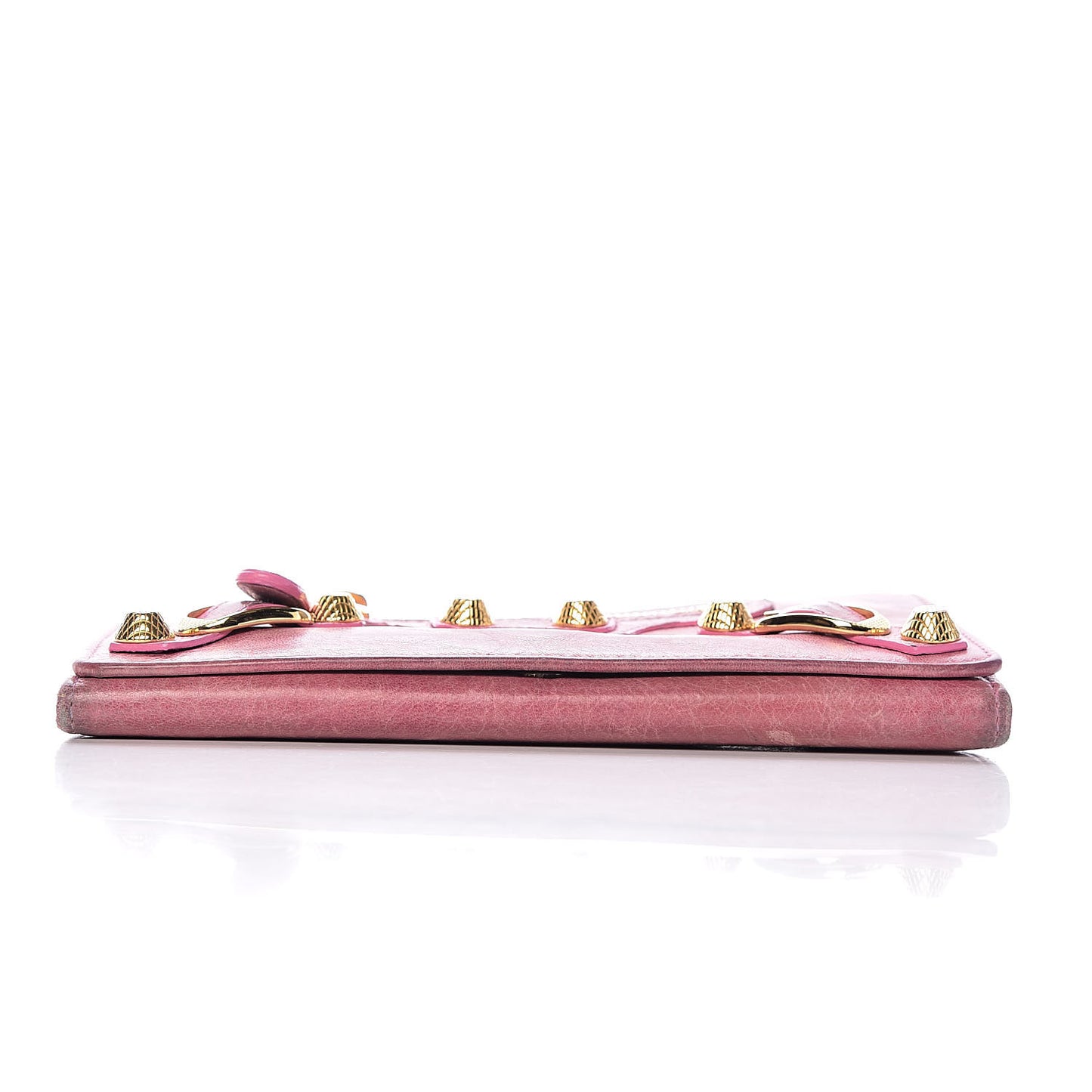 Agneau Giant 12 Gold Hardware Money Wallet Pink
