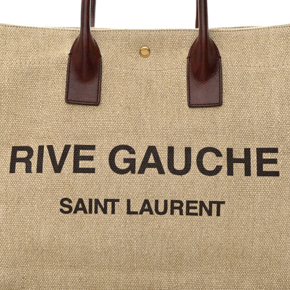 Saint Laurent Linen Calfskin Rive Gauche Tote Natural 9 of 13