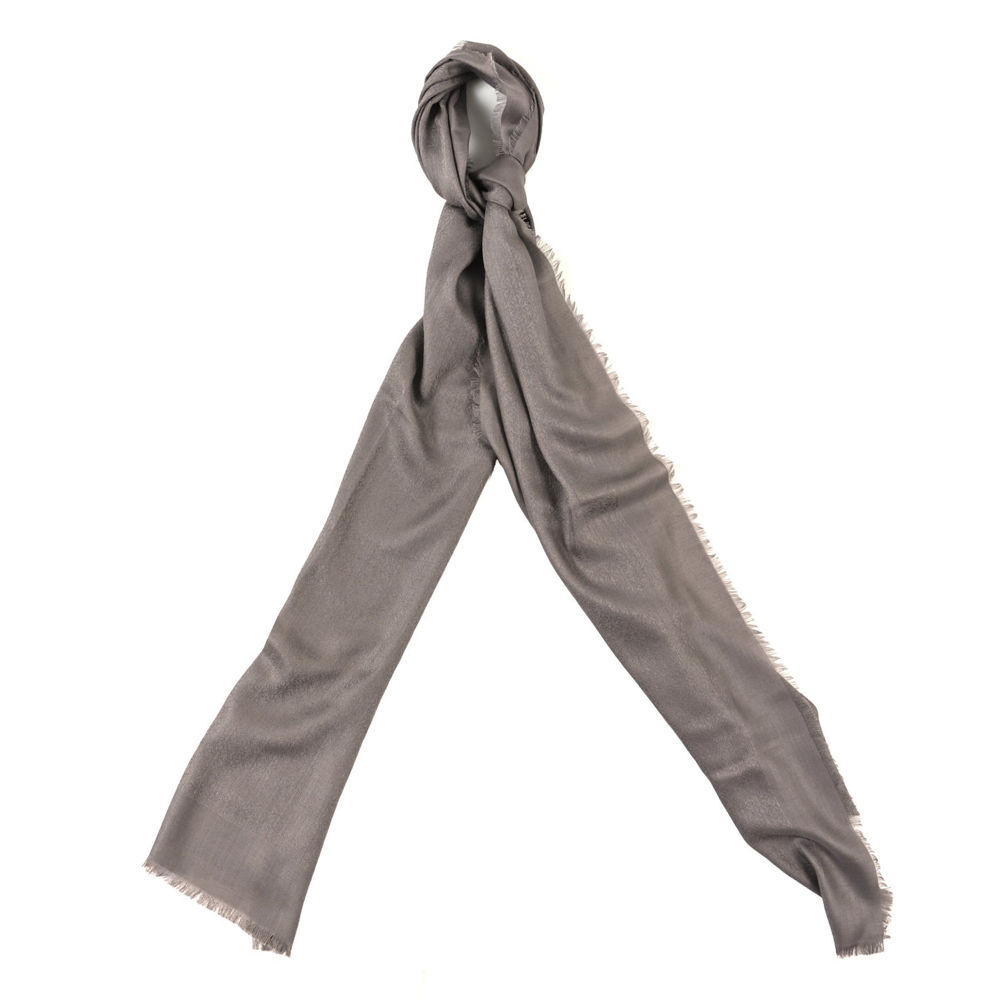 Wool Silk Cashmere Mini Anagram Scarf Taupe