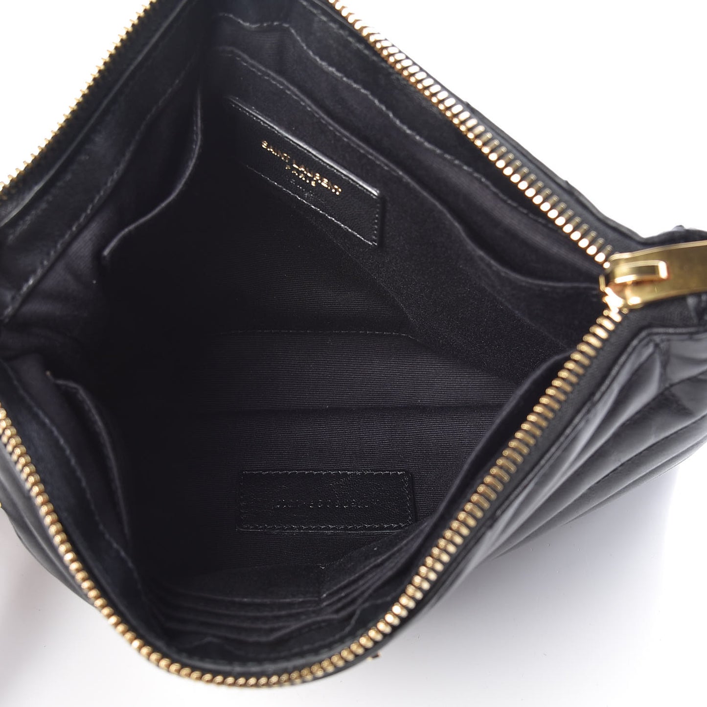 Calfskin Matelasse Chevron Monogram A5 Wristlet Black