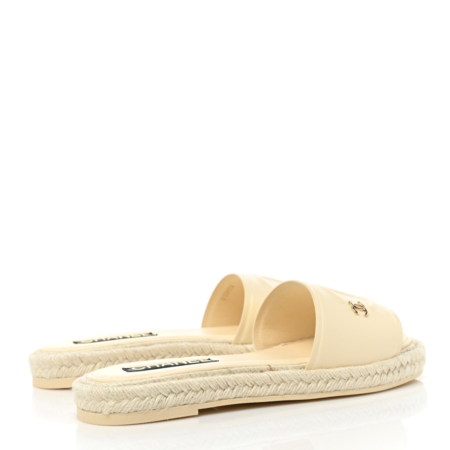 Lambskin CC Espadrille Slip On Sandals 41 White