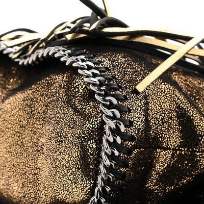 Stella McCartney Metallic Shaggy Deer Fringe Falabella Bucket Bag Gold Black 10 of 10