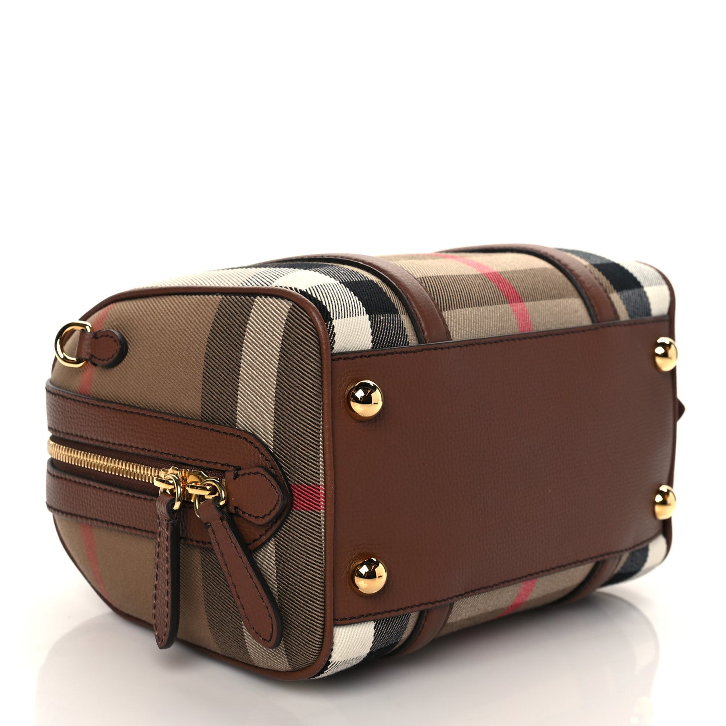 House Check Derby Calfskin Small Alchester Bowling Bag Honey Tan