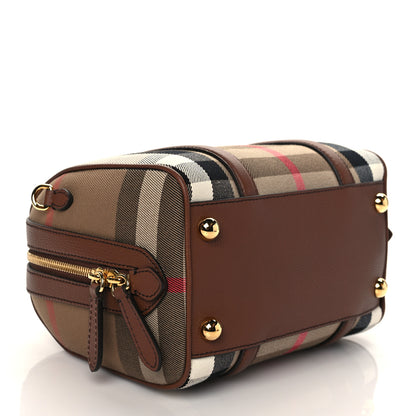 Burberry House Check Derby Calfskin Small Alchester Bowling Bag Honey Tan 4 of 9