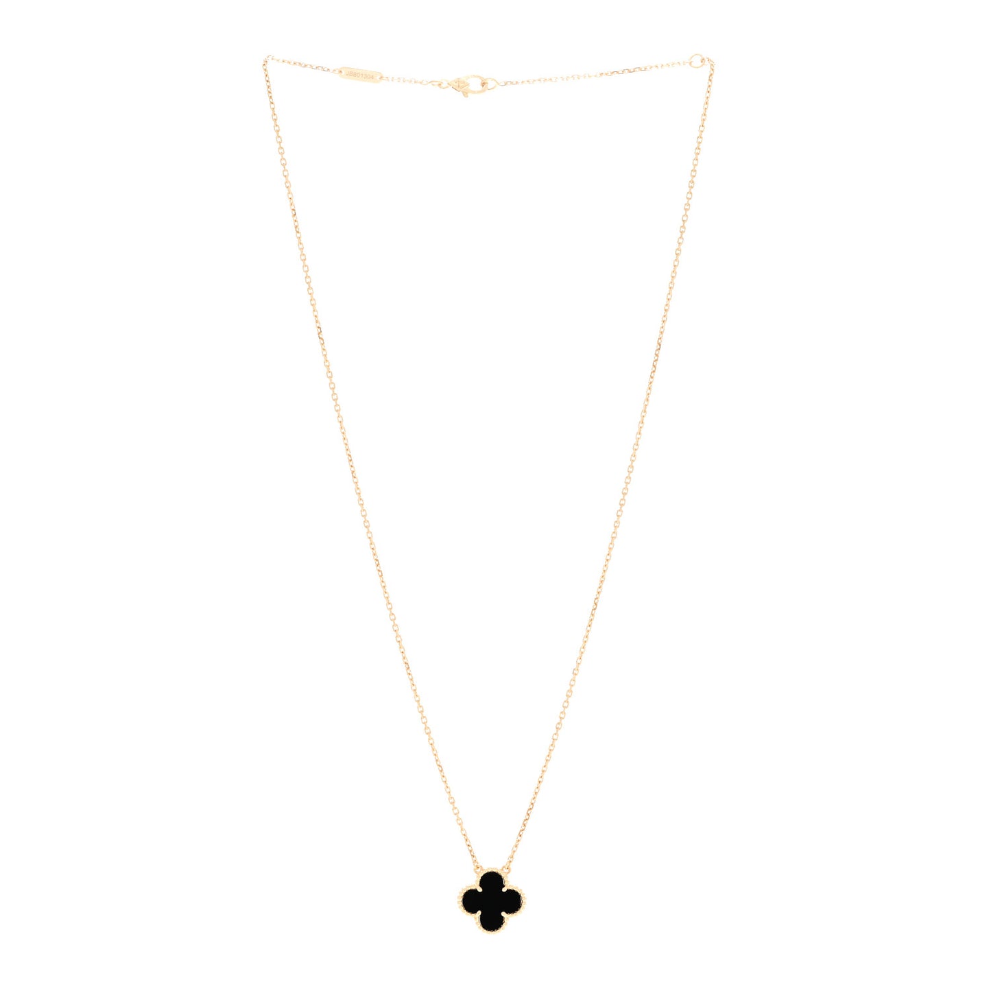 18K Yellow Gold Black Onyx Vintage Alhambra Pendant Necklace