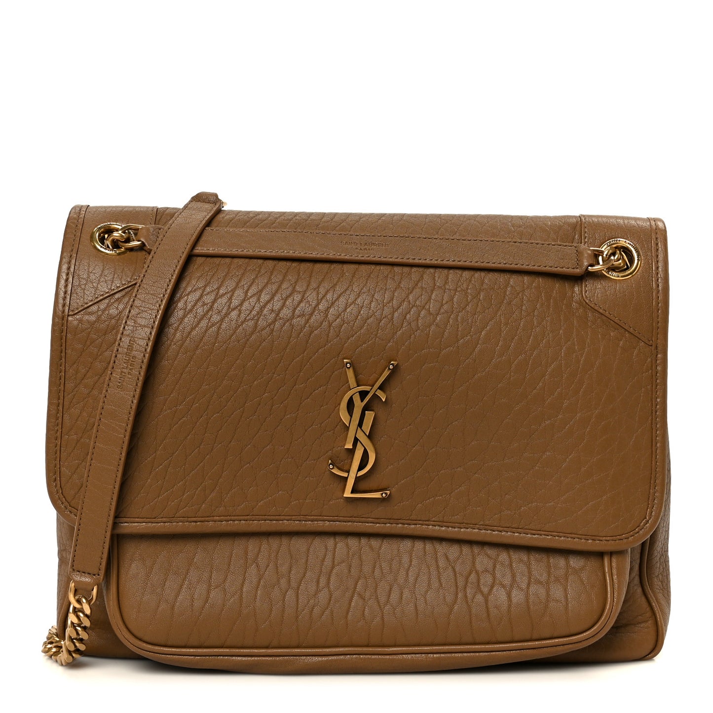 Grained Lambskin Monogram Large Niki Chain Satchel Dark Cork