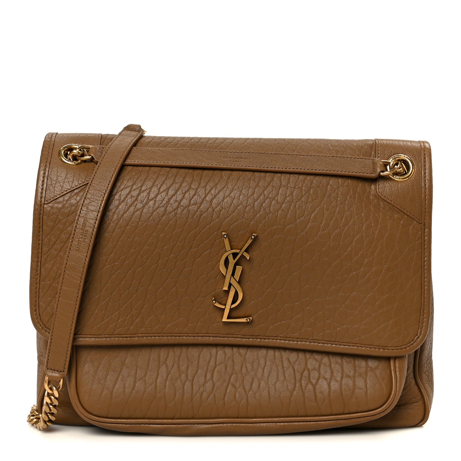 Saint Laurent Grained Lambskin Monogram Large Niki Chain Satchel Dark Cork 1 of 11