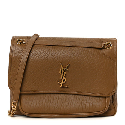 Saint Laurent Grained Lambskin Monogram Large Niki Chain Satchel Dark Cork 1 of 11