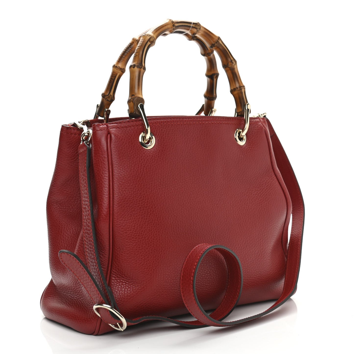 Calfskin Small Bamboo Shopper Tote Red