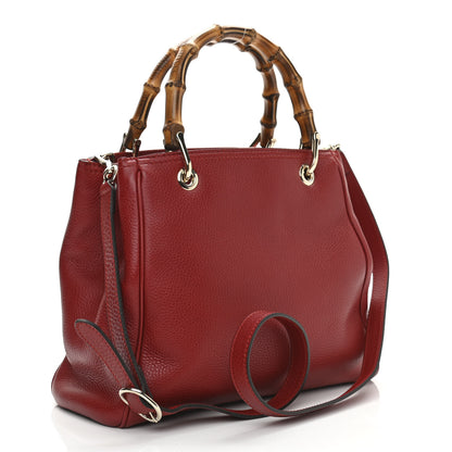 Gucci Calfskin Small Bamboo Shopper Tote Red 2 of 9
