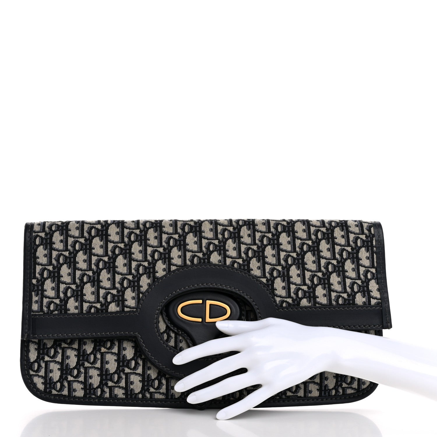 Christian Dior Oblique Fold Over Clutch Blue 2 of 12