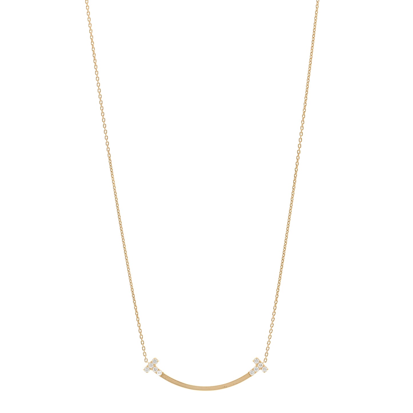 18K Yellow Gold Diamond .19ctw Medium T Smile Pendant Necklace