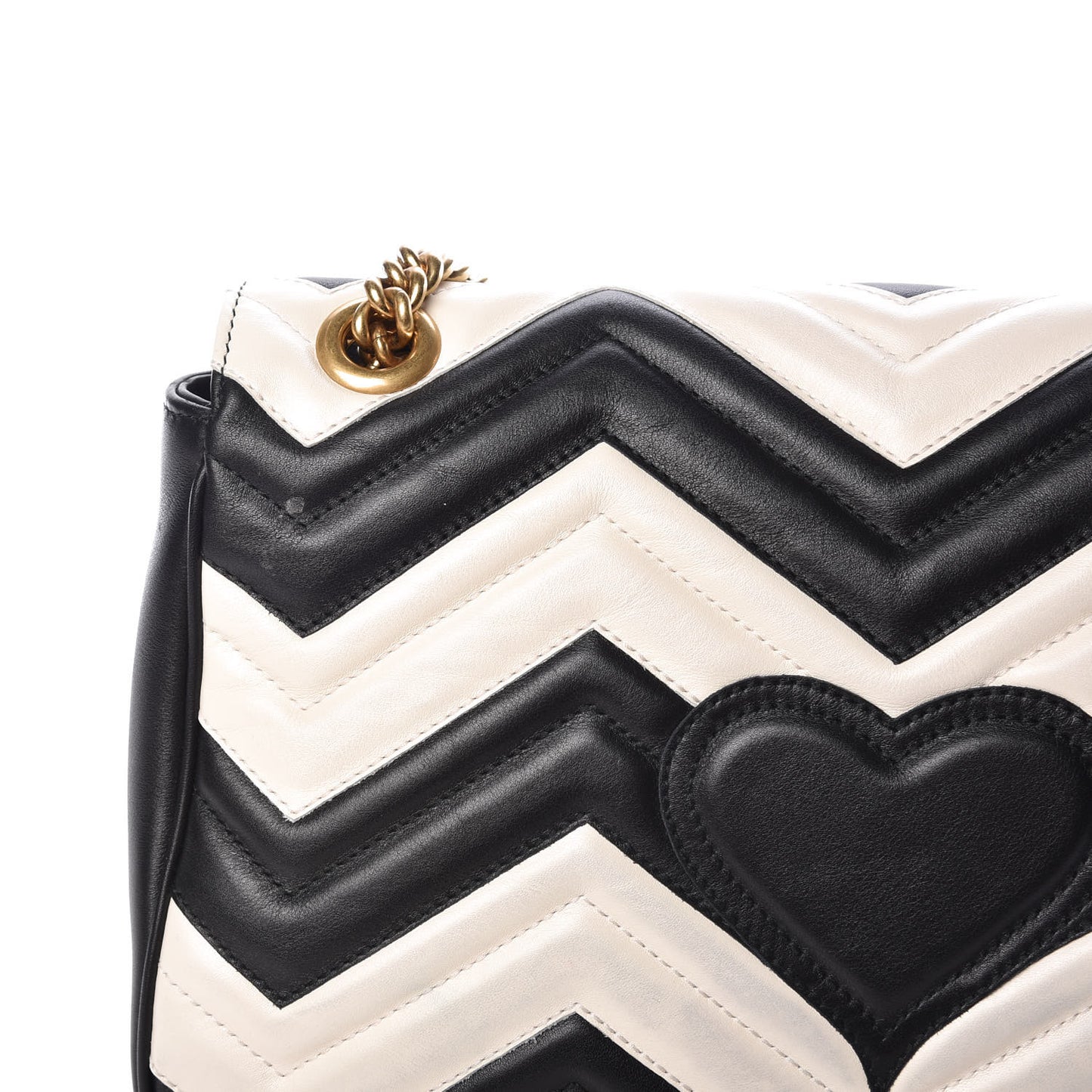 Calfskin Matelasse Medium GG Marmont Shoulder Bag Black White