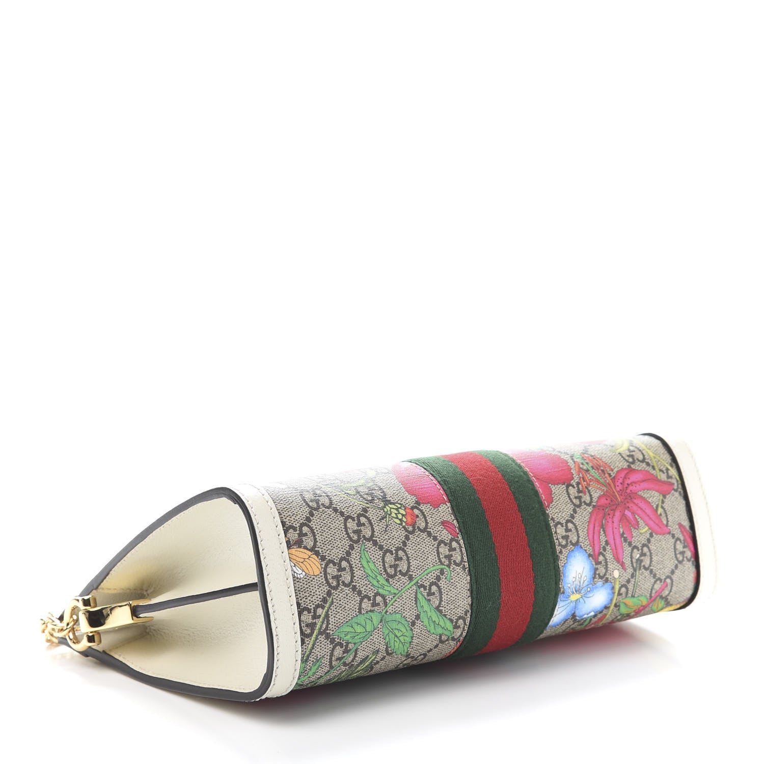 Gucci GG Supreme Monogram Flora Web Small Ophidia Chain Shoulder Bag White 4 of 12