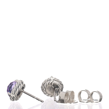 David Yurman Sterling Silver Amethyst 8mm Chatelaine Earrings 3 of 4