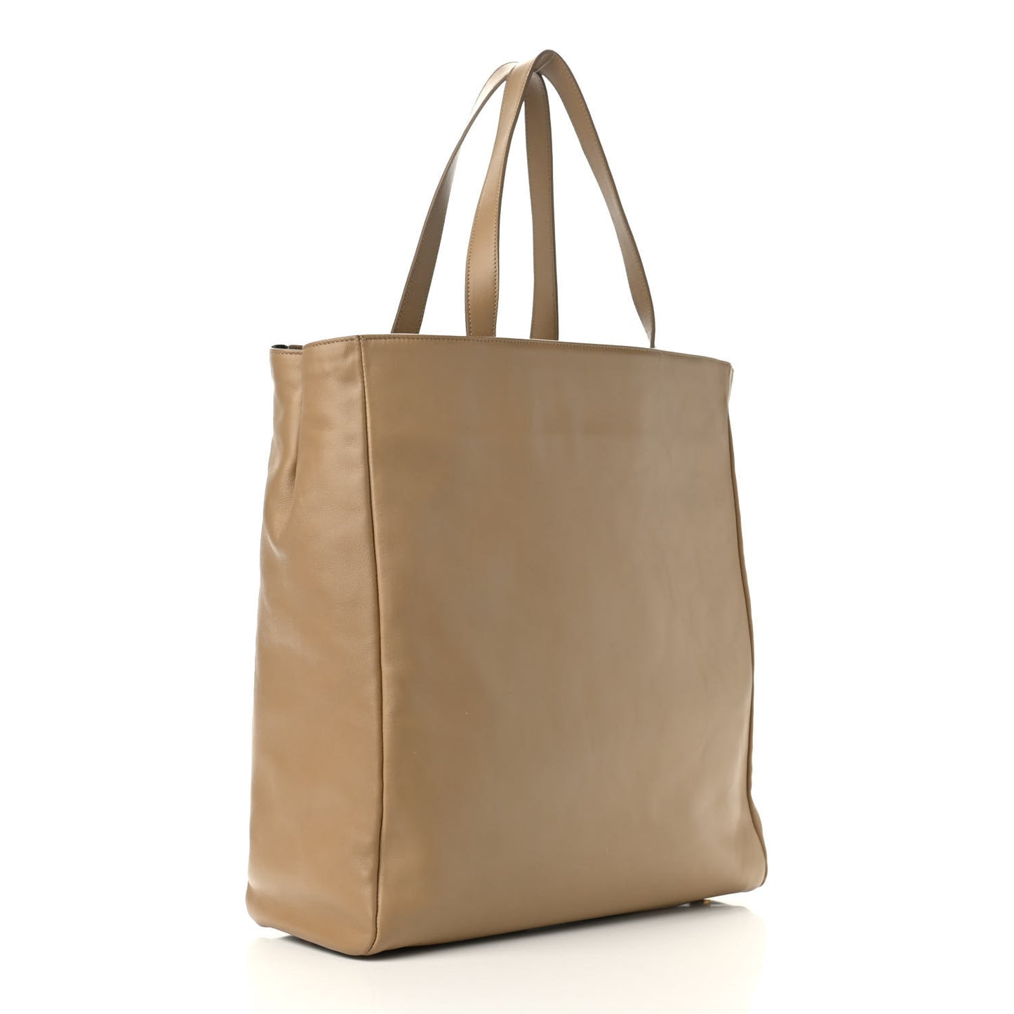 Calfskin Suede North South Reversible Shopping Tote Beige Black