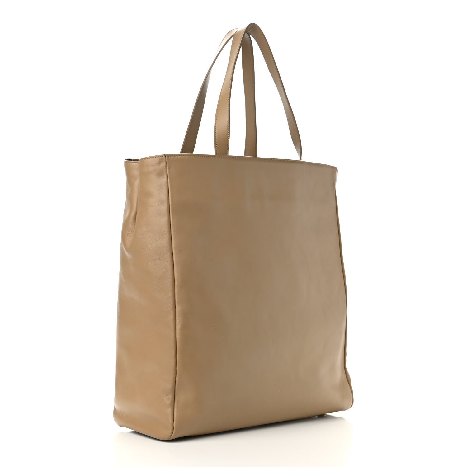 Saint Laurent Calfskin Suede North South Reversible Shopping Tote Beige Black 4 of 17