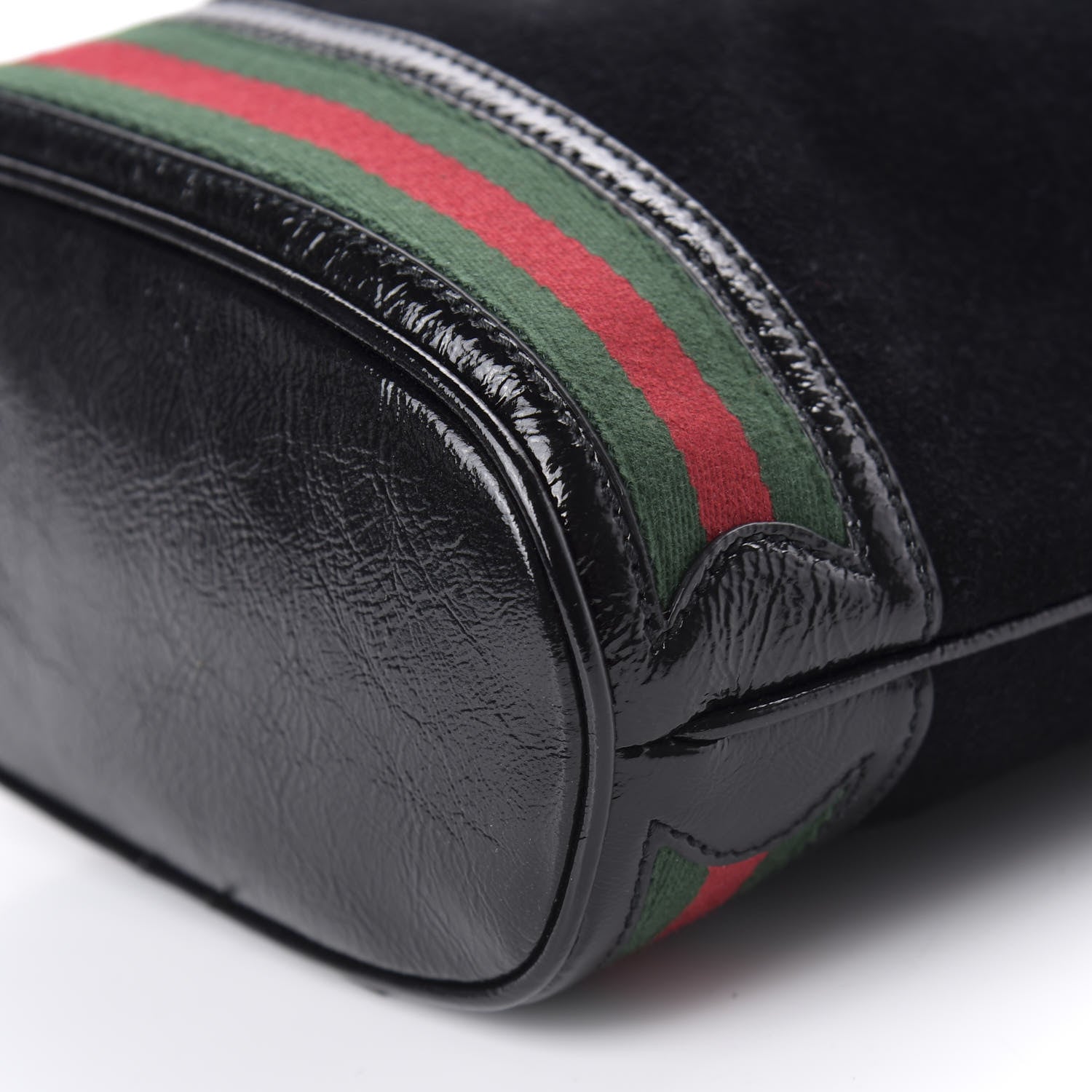 Gucci Suede Patent Web Small Ophidia Bucket Bag Black 7 of 11