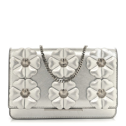 Fendi Vitello Catalan Mirror Flowerland Tube Wallet On Chain Argento 1 of 11