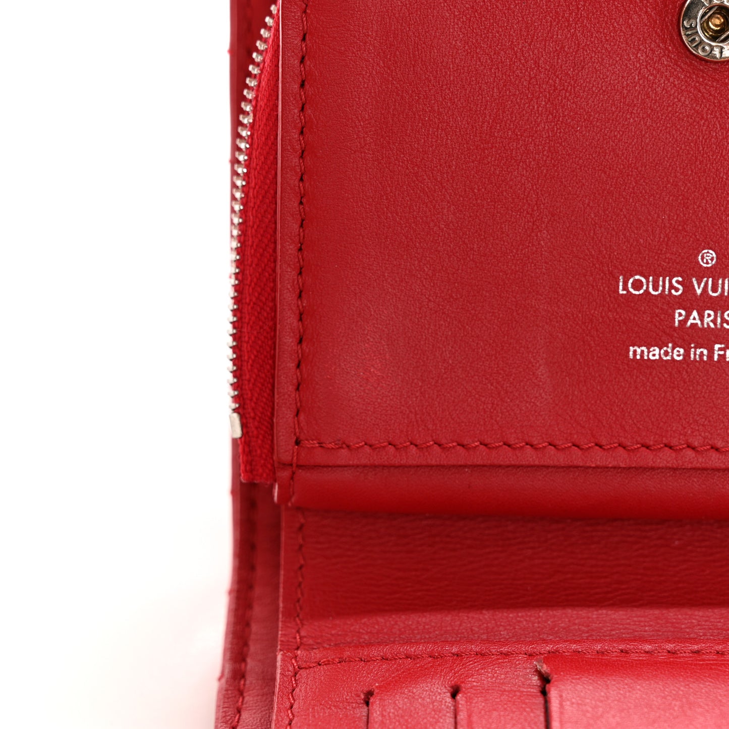 Calfskin New Wave Compact Zip Wallet Rouge