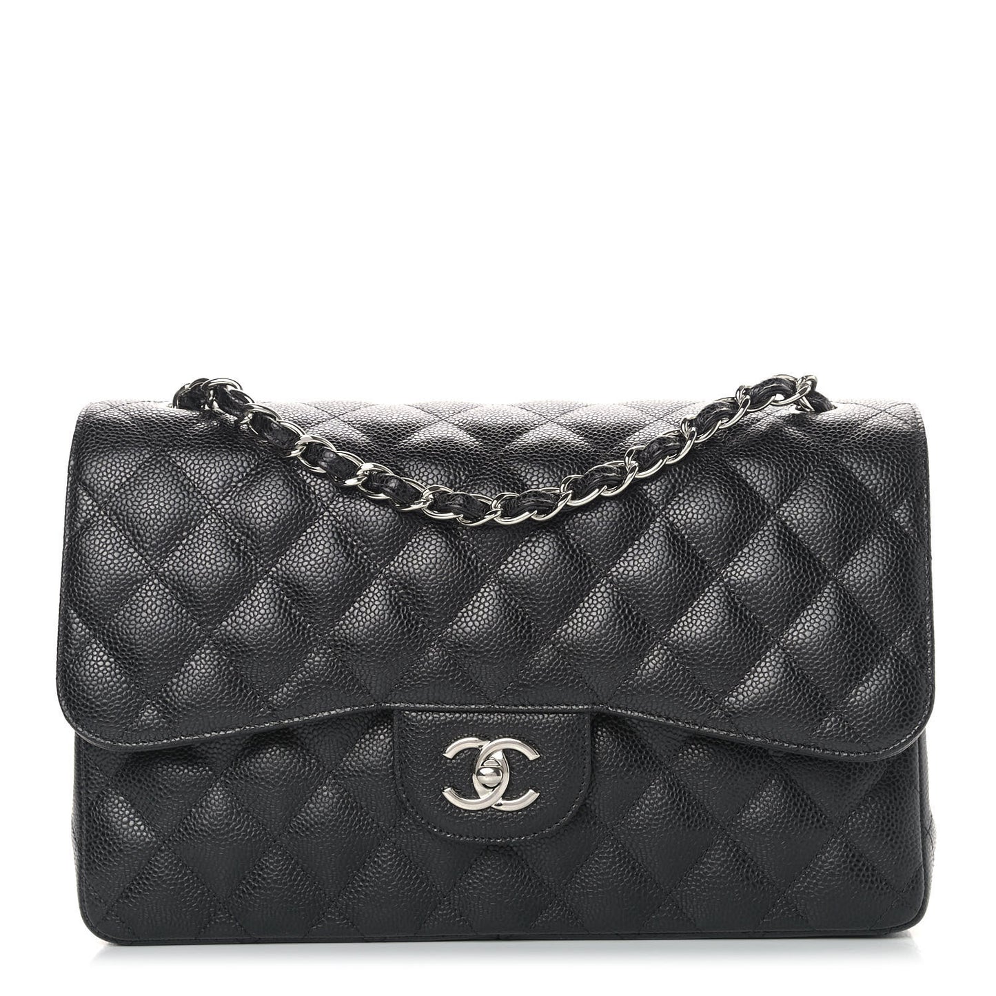 Caviar Quilted Jumbo Double Flap Black