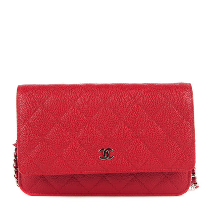 Chanel Caviar Quilted Wallet on Chain WOC Red 1 of 9