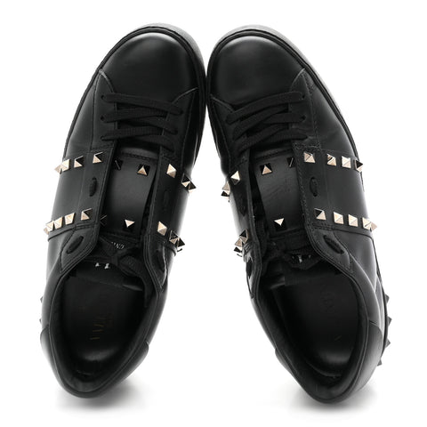 Calfskin Rockstud Untitled Open Sneakers 39 Black