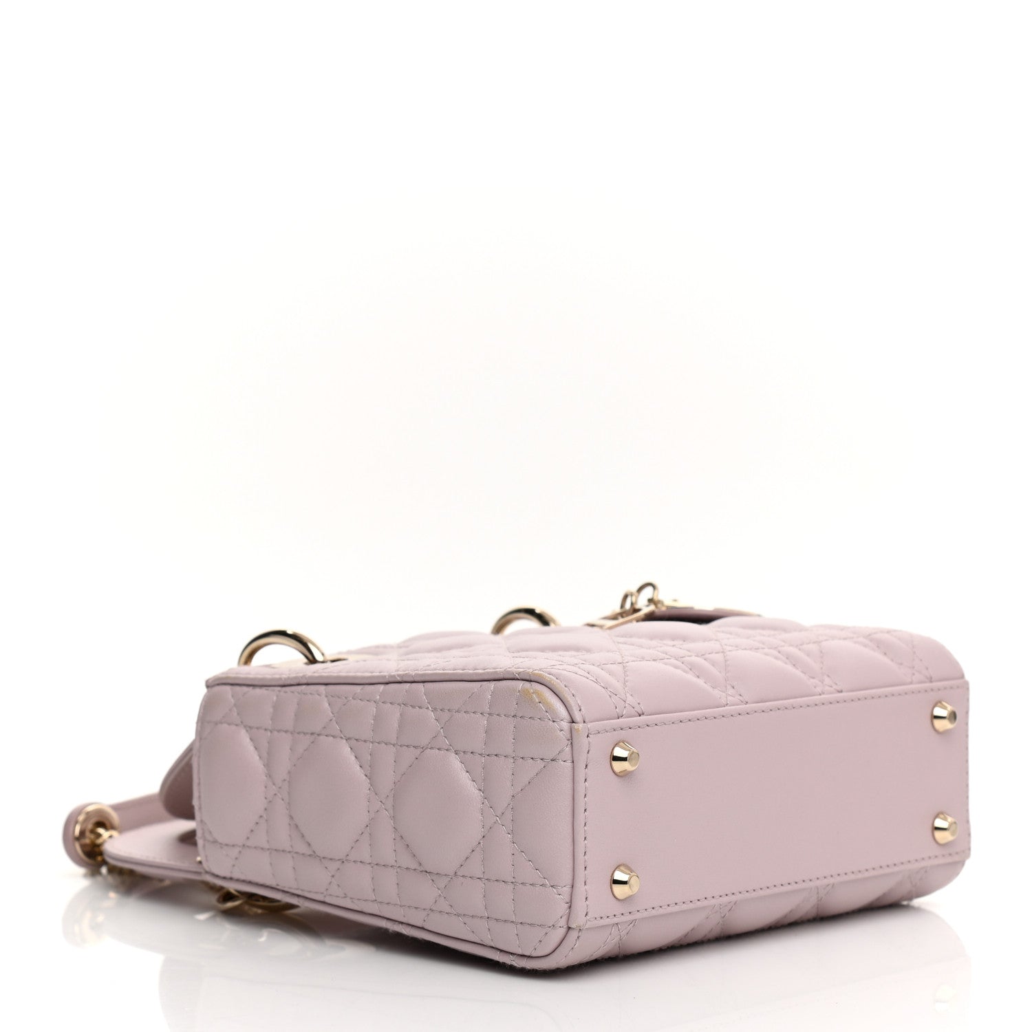 Christian Dior Metallic Lambskin Cannage Mini Lady Dior Lotus 7 of 21