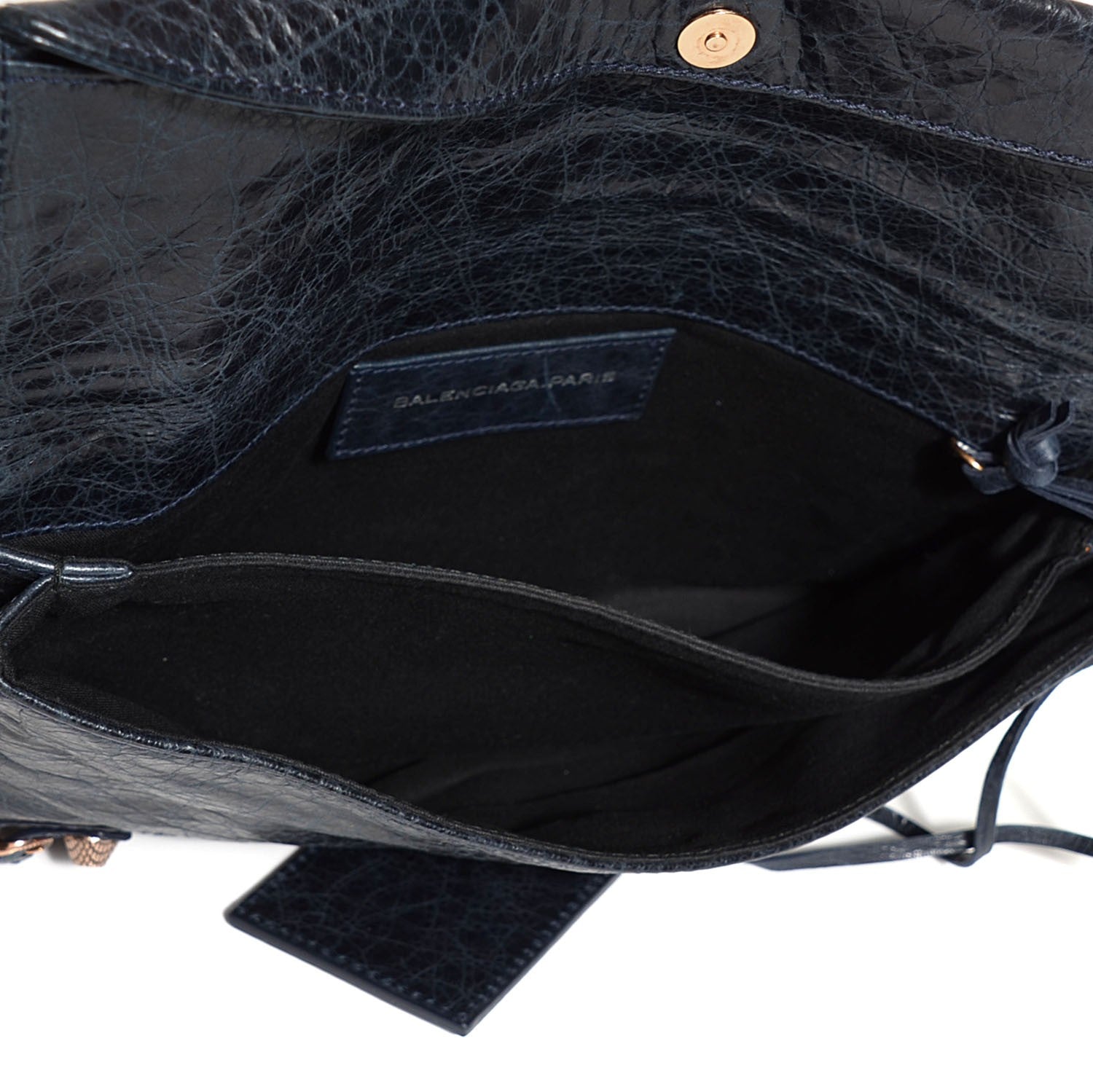 Balenciaga Agneau Giant 12 Gold Hardware Envelope Clutch Dark Night 5 of 9