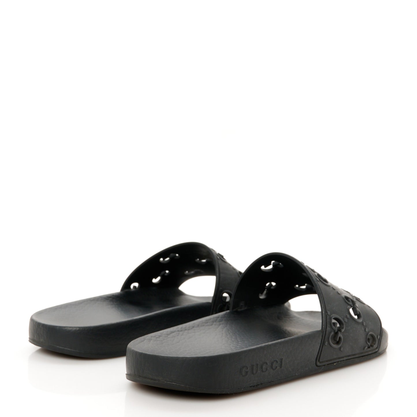 Rubber GG Monogram Perforated Womens Slide Sandals 40 Black
