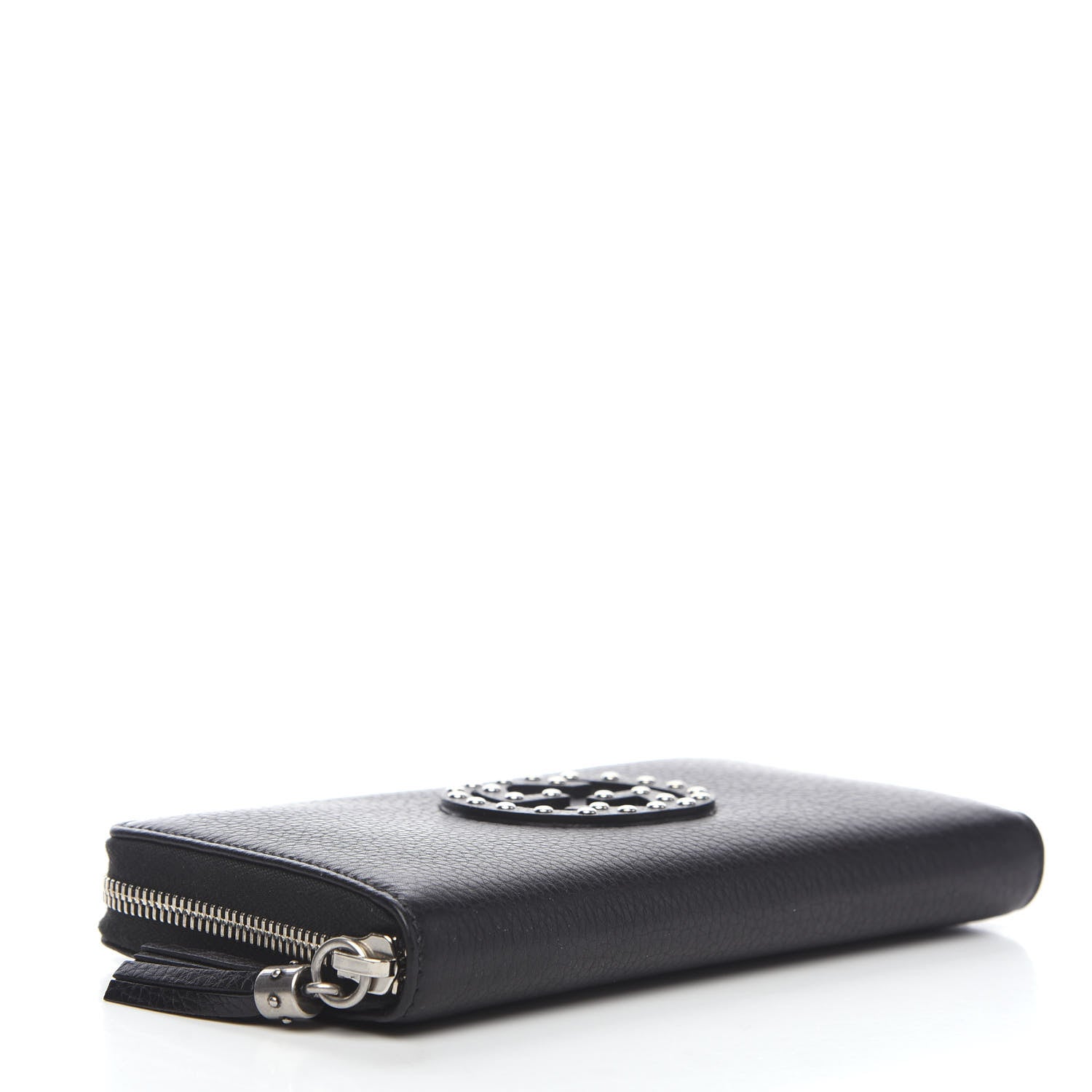 Gucci Pebbled Calfskin Studded Soho Zip Around Wallet Black 3 of 7