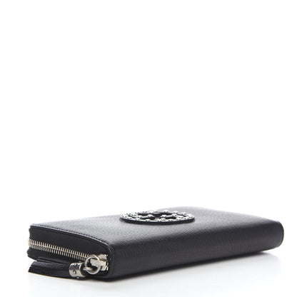 Gucci Pebbled Calfskin Studded Soho Zip Around Wallet Black 3 of 7