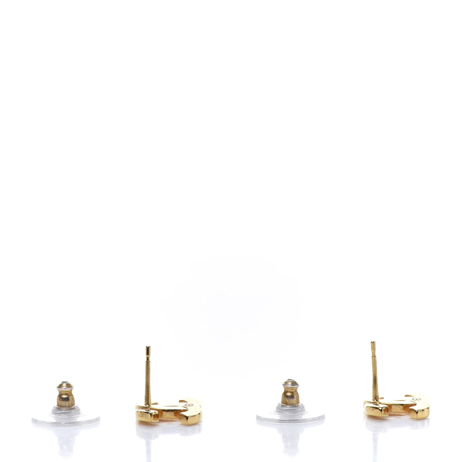 Chanel Metal CC Paris Button Stud Earrings Gold 4 of 5