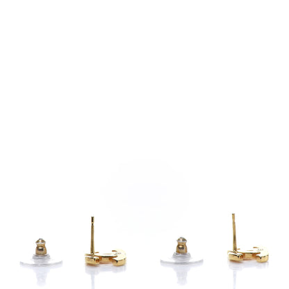 Chanel Metal CC Paris Button Stud Earrings Gold 4 of 5
