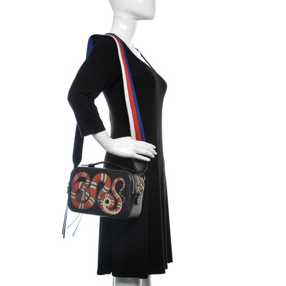 Gucci Grained Calfskin Sylvie Web Kingsnake Small Camera Bag Black Multicolor 2 of 10