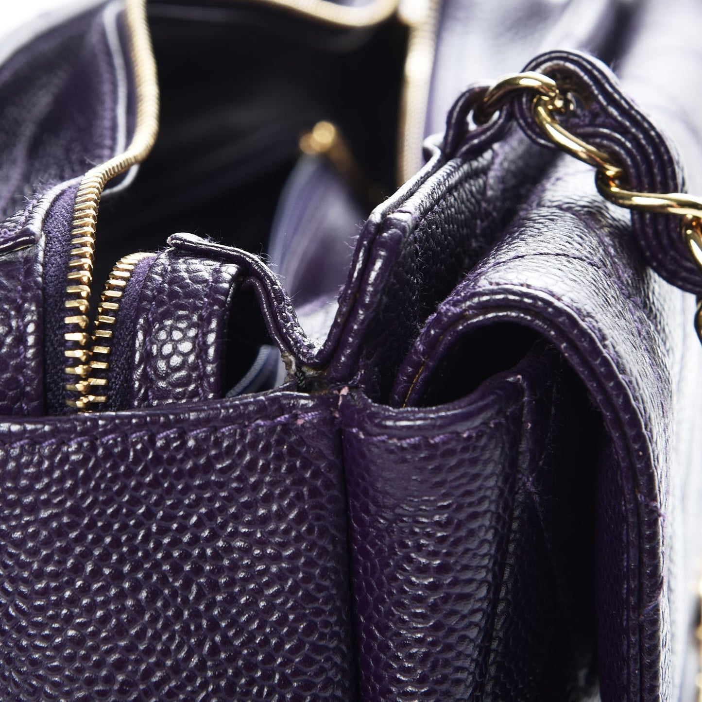 Caviar Quilted Camera Case Purple