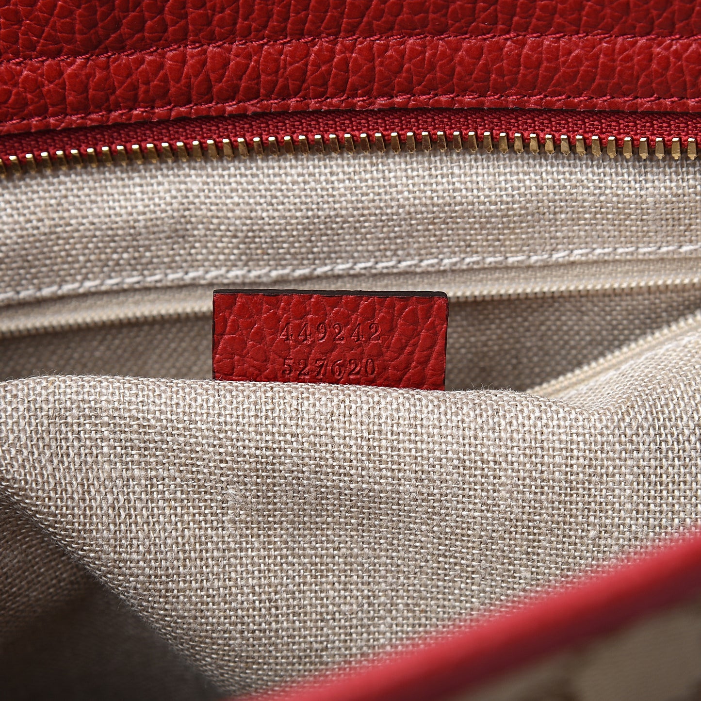 Monogram Bree Zippered Tote Beige Red