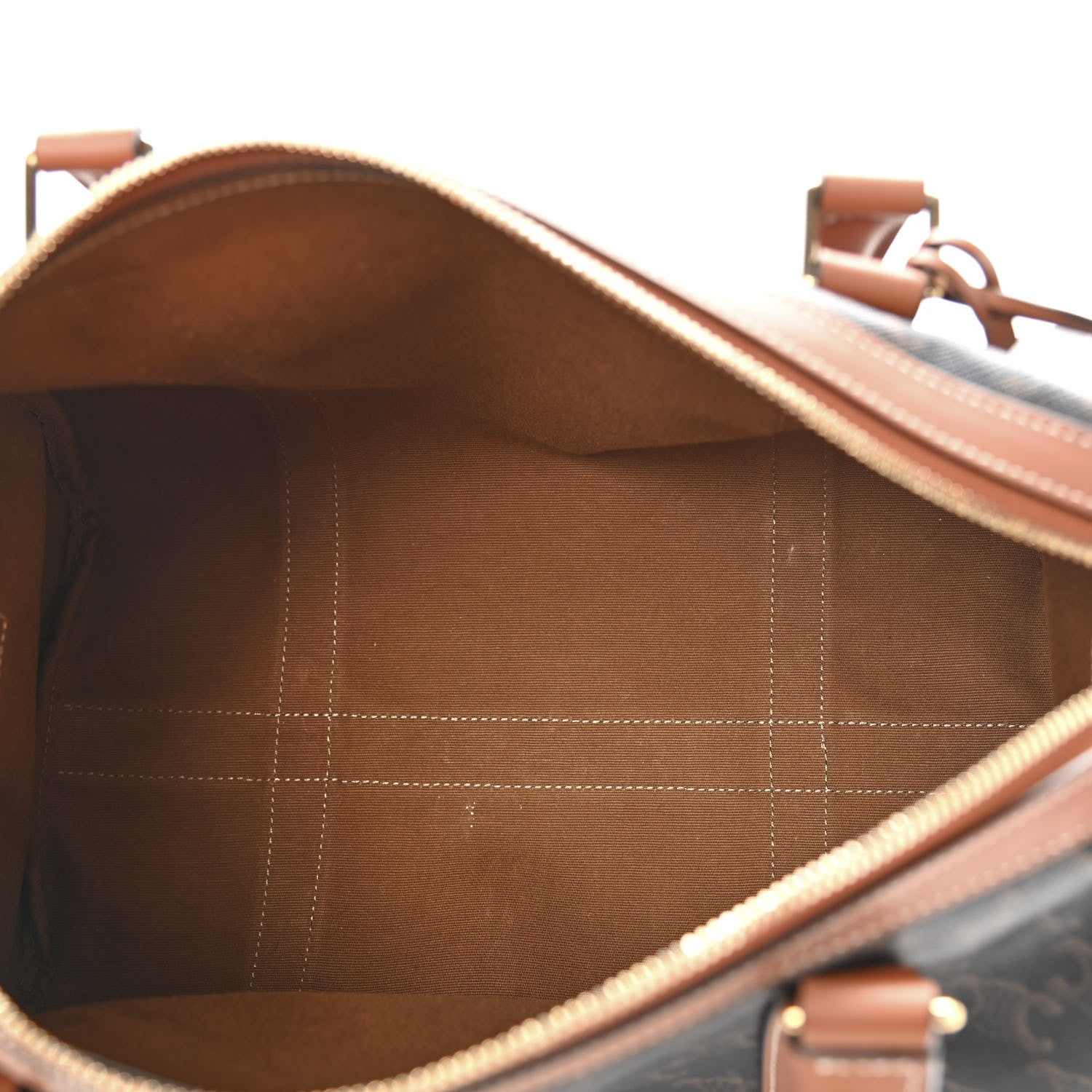 Celine Triomphe Canvas Calfskin Boston Bag Tan 5 of 22