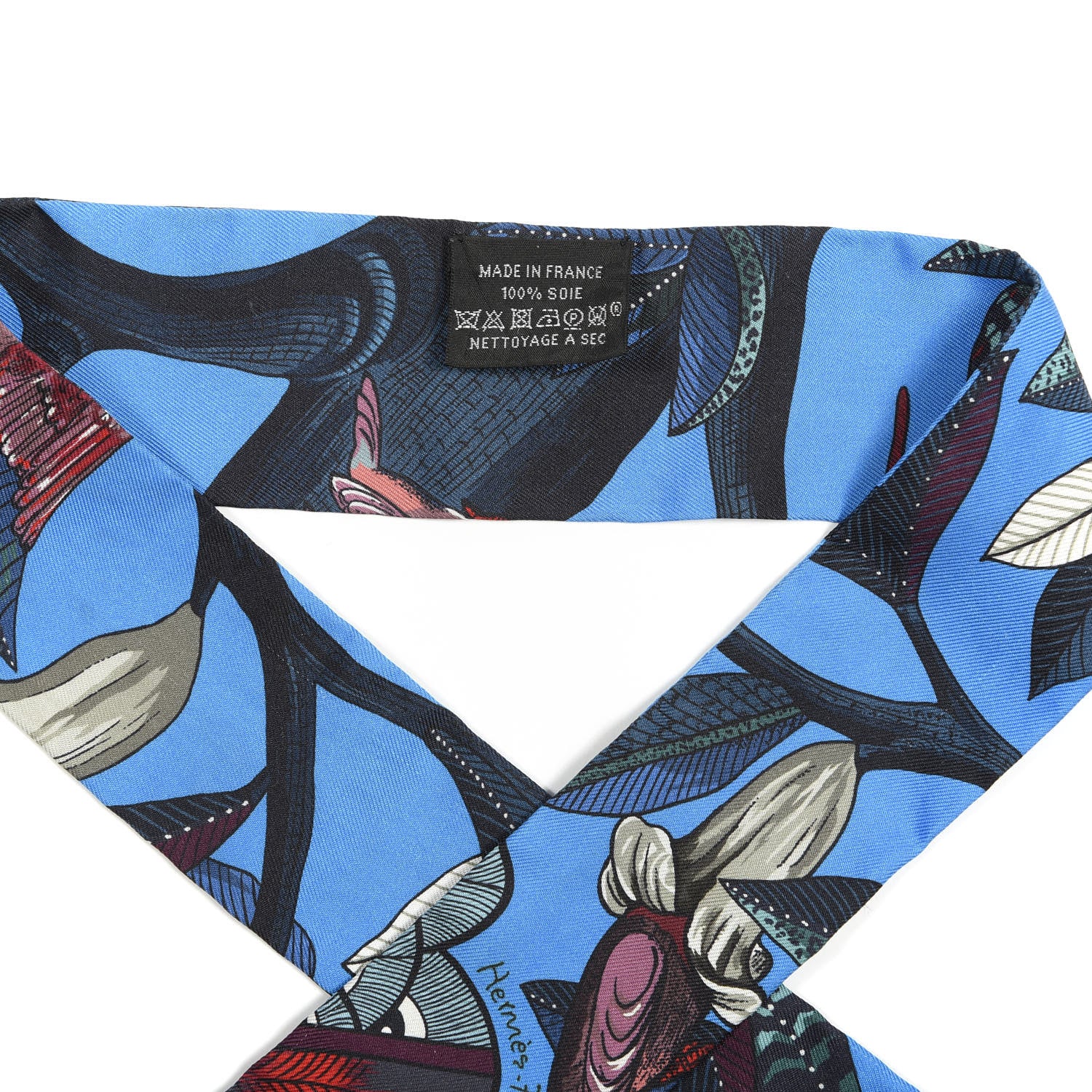 Hermes Silk Tree Of Song Twilly Cobalt Rouge 2 of 6