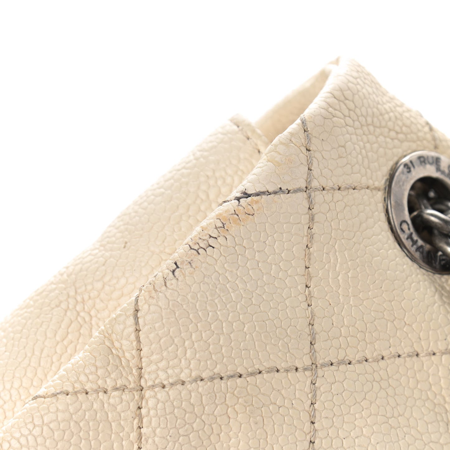 Caviar Quilted Medium Simply CC Flap White