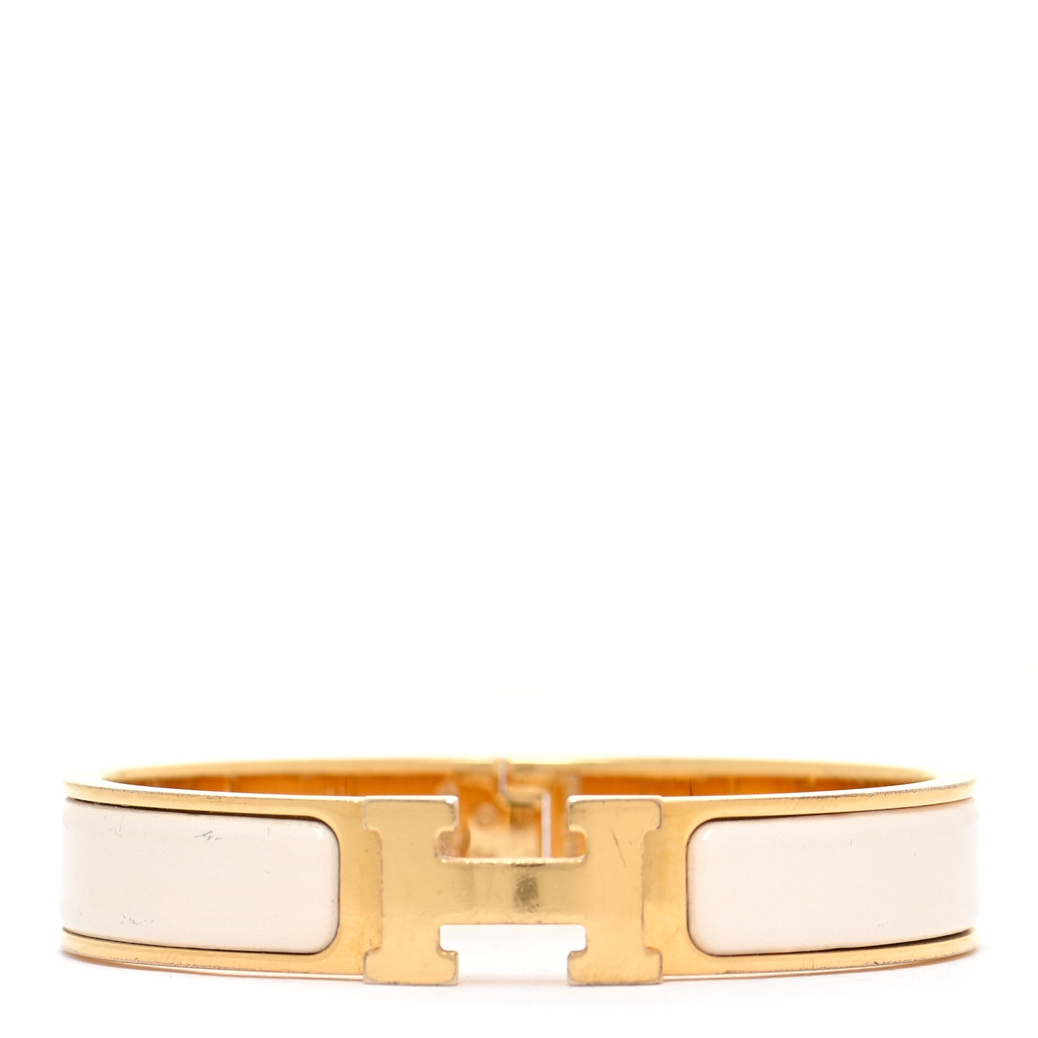 Hermes Enamel Narrow Clic Clac H Bracelet PM Creme 1 of 10