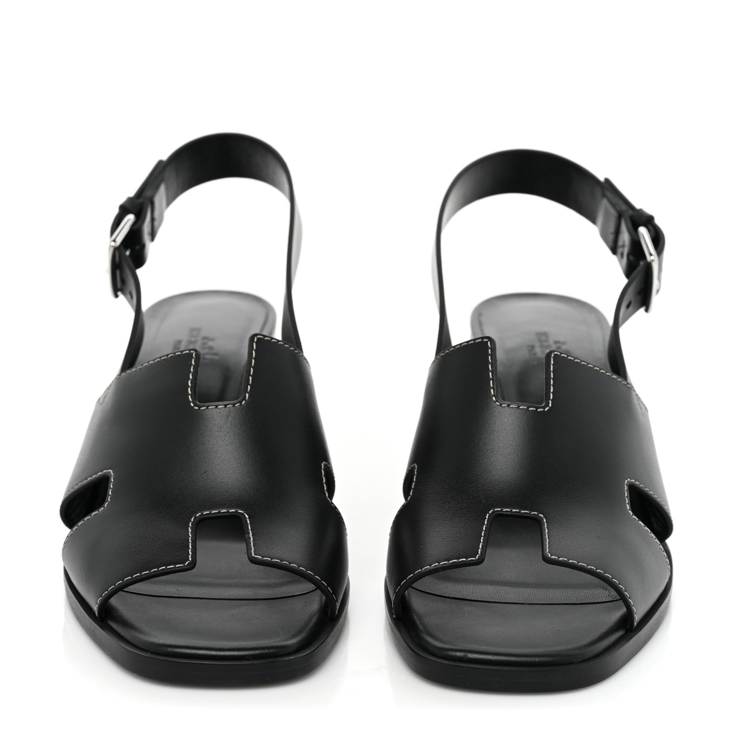 Hermes Calfskin Elbe 60 Sandals 38 Black 2 of 11