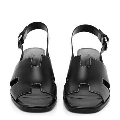 Hermes Calfskin Elbe 60 Sandals 38 Black 2 of 11