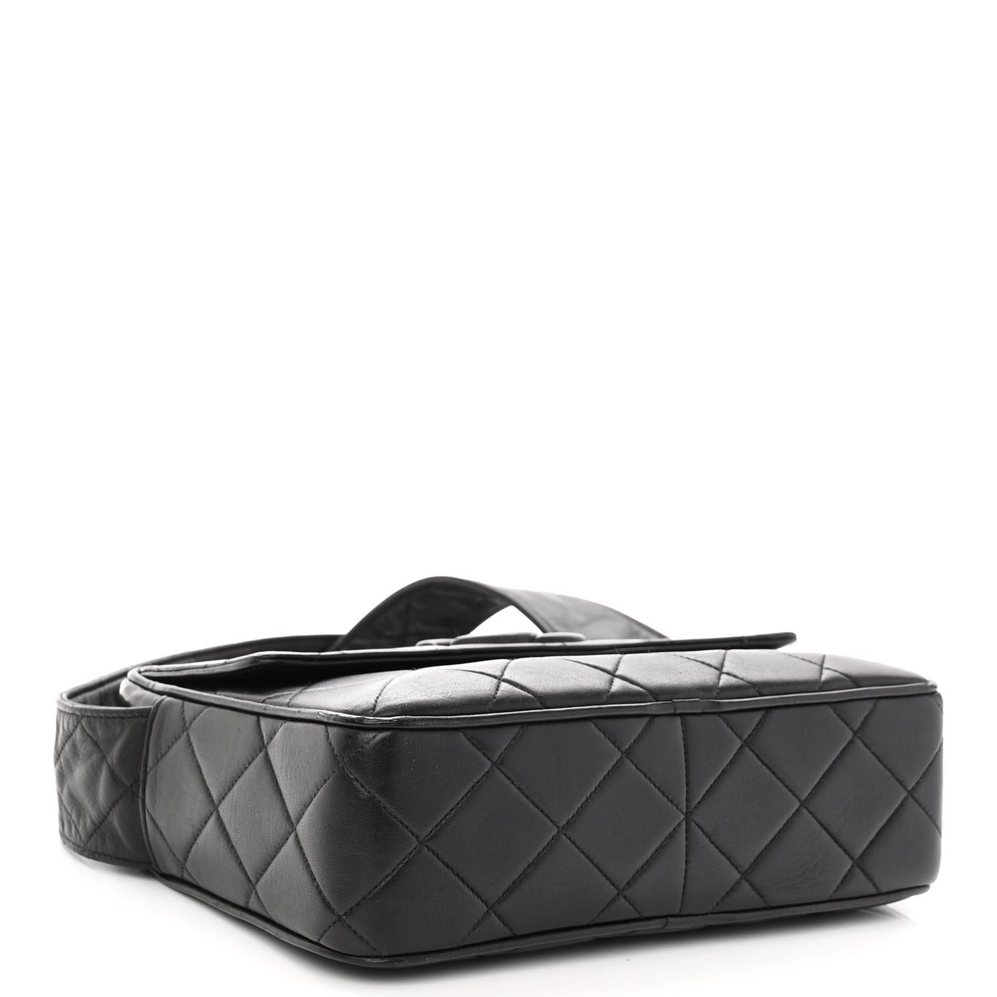 Lambskin Quilted Tassel Flap Camera Case Black
