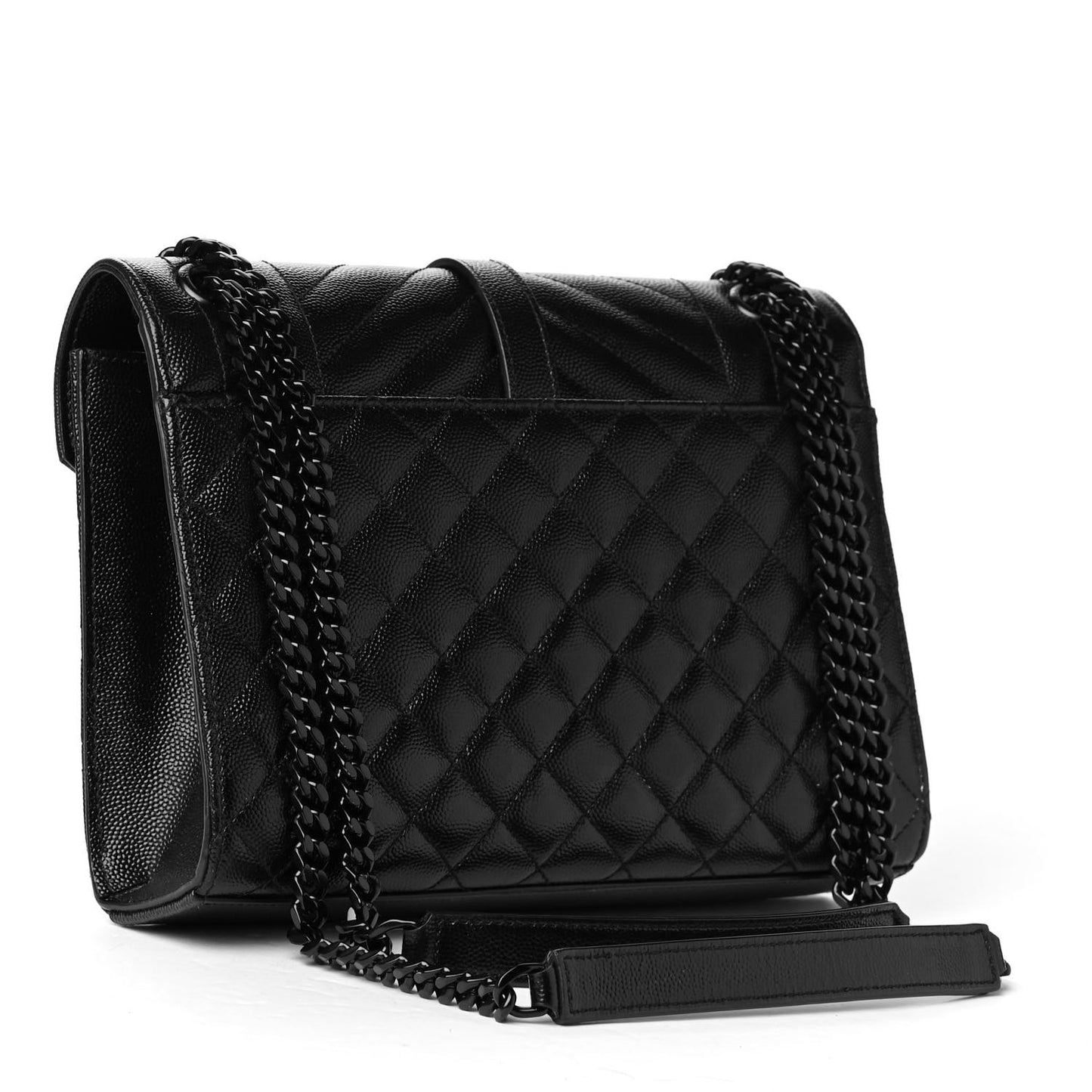 Grain De Poudre Textured Mixed Matelasse Triquilt Medium Monogram Satchel Black