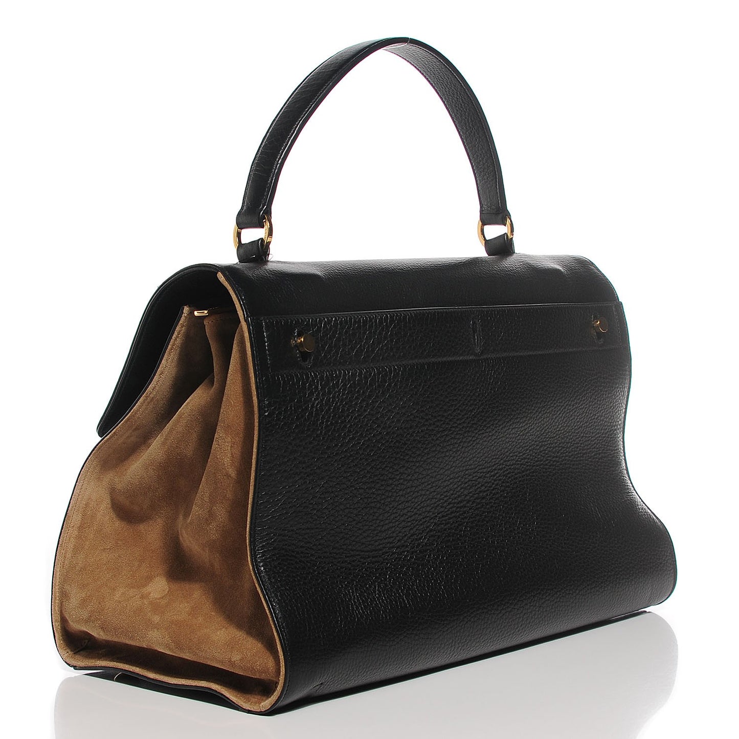 Calfskin Suede Large Muse Two Black Beige