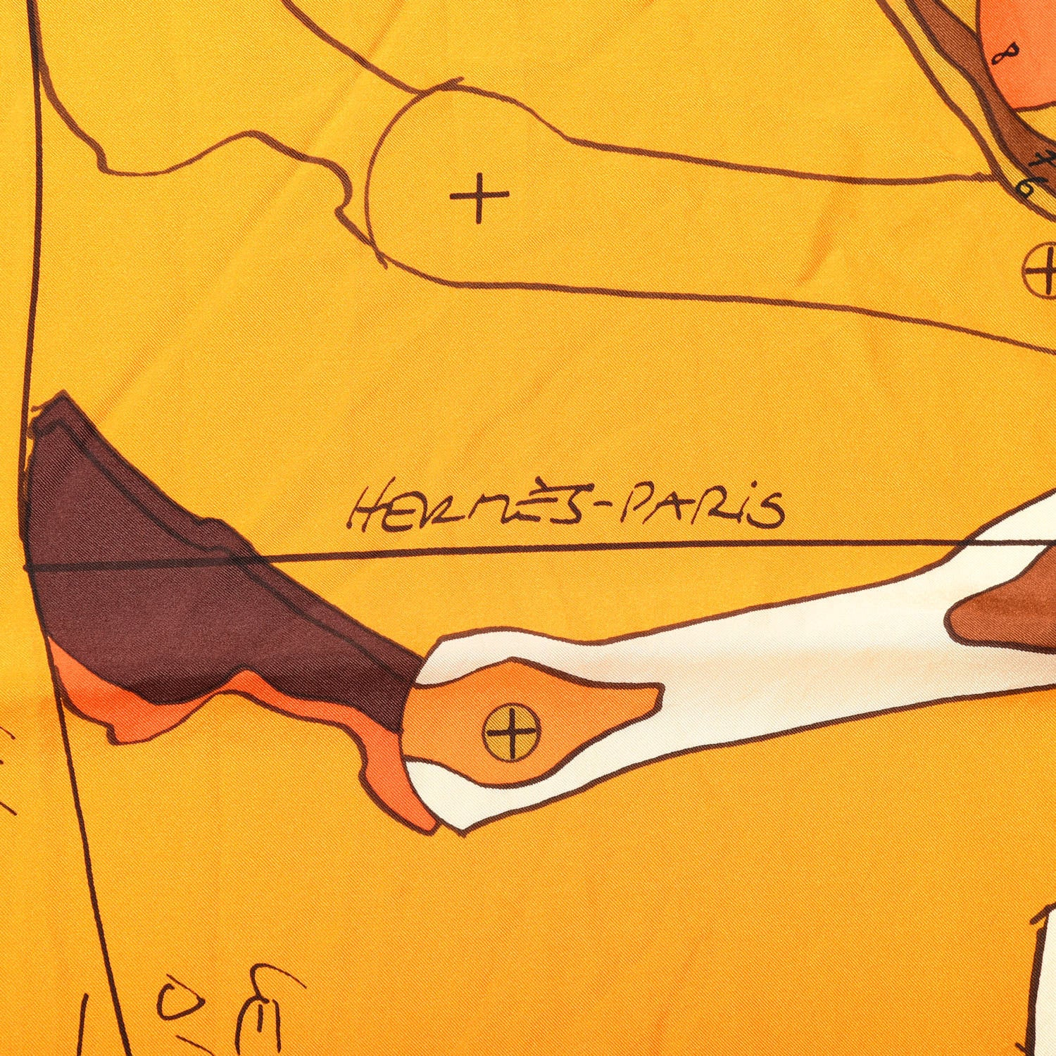 Hermes Silk Twill Le Pegase D Hermes Giant Scarf 140 Orange Soleil Brun 5 of 5